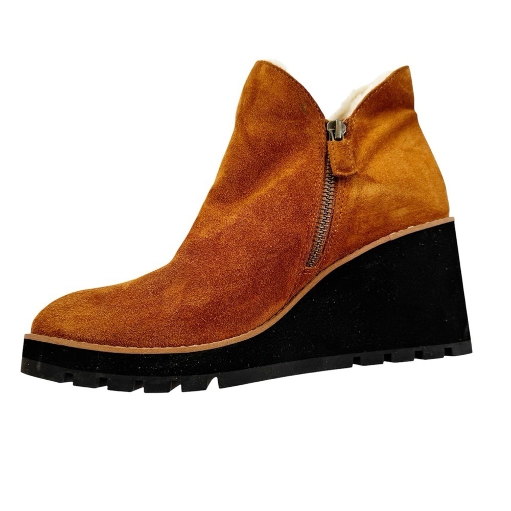 NWT Eileen Fisher Chalet Suede Wedge Bootie Chestnut Size 8.5 - Picture 7 of 14